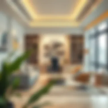 Modern office space with cream accents