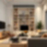 Elegant Cream Bookshelf in Modern Living Room Elegant cream bookshelf in a modern living room setting