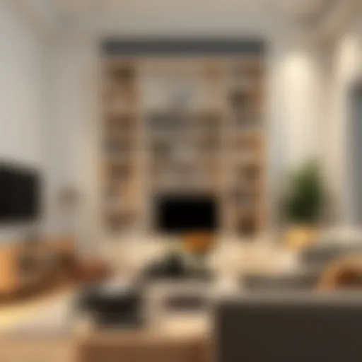 Elegant Cream Bookshelf in Modern Living Room Elegant cream bookshelf in a modern living room setting