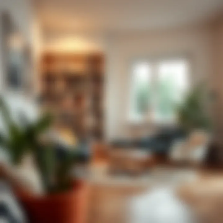 Cozy reading nook with a cream bookshelf as the focal point