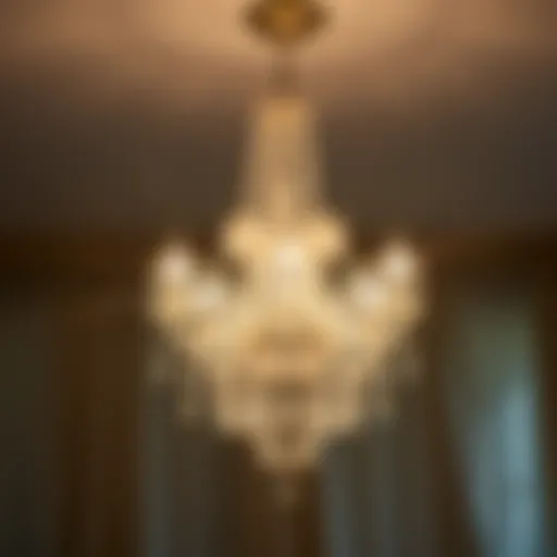 Elegant crystal chandelier emitting soft light