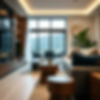 Elegant living room featuring a stylish log side table