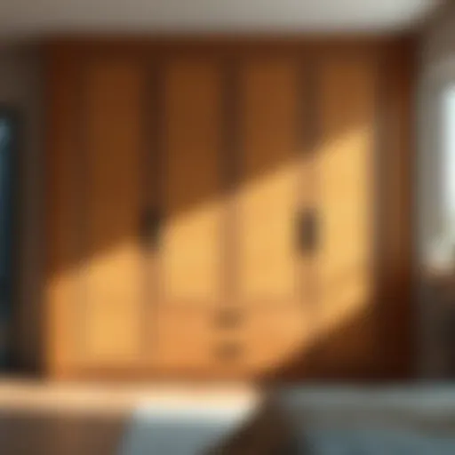 Detailed view of an L wardrobe showcasing premium wood texture and finishing