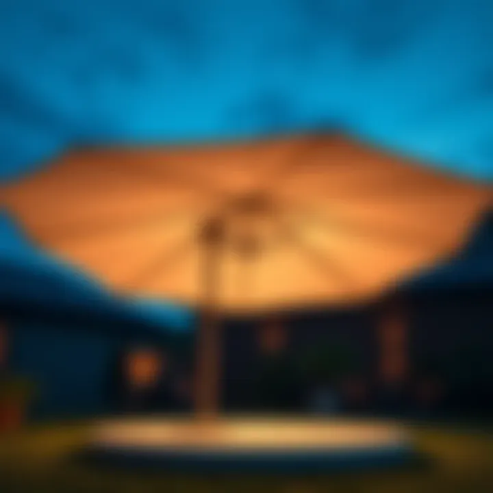 Close-up of the installation of a large umbrella base