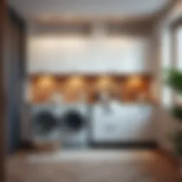 Functional laundry machine cabinet design
