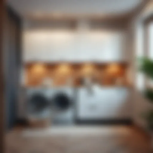 Functional laundry machine cabinet design