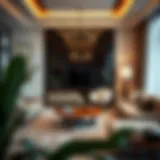 Elegant living room showcasing a stylish le koltuk