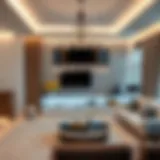 Elegant LED chandelier enhancing living room decor