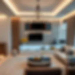 Elegant LED chandelier enhancing living room decor