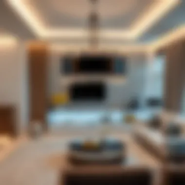 Elegant LED chandelier enhancing living room decor