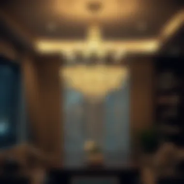 Energy-efficient LED chandelier illuminating a cozy space