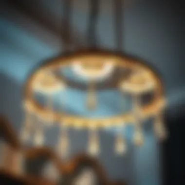 Close-up of LED chandelier showcasing unique design elements