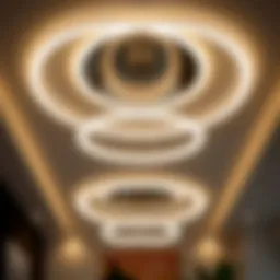 Sleek modern LED ceiling mounted chandelier