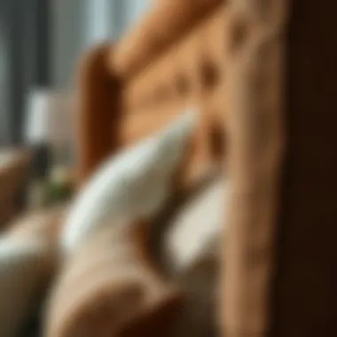Close-up of luxurious fabric headboard detailing