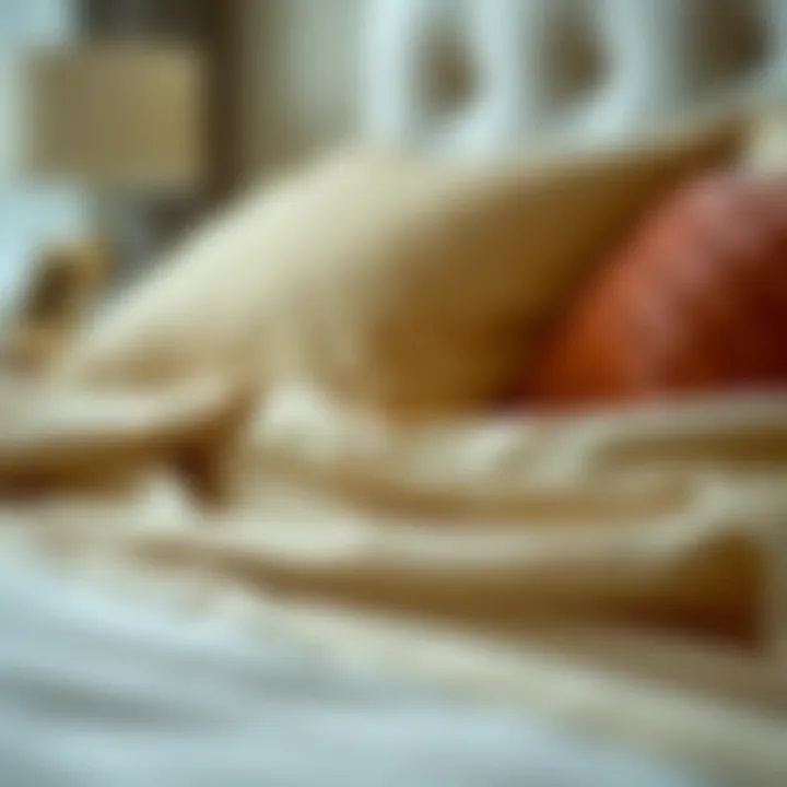 Textures of Luxury in Bed Covers Close-up of luxurious fabric textures used in bed covers