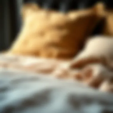 Close-up of luxurious fabric textures used in bedspreads