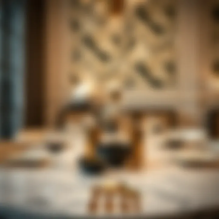 Opulence in Dining Decor Luxurious marble table set with fine dining accessories