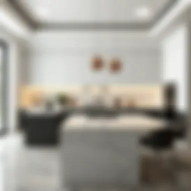 Luxury Kitchen with Marble Island A kitchen with marble island, emphasizing luxury and style
