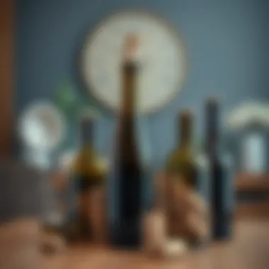 Artistic arrangement of cork bottles in home decor