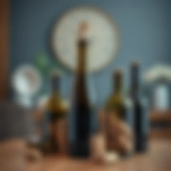 Artistic arrangement of cork bottles in home decor