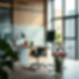 Ergonomic desk riser in a modern office setting