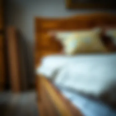 Close-up of solid wood bed craftsmanship highlighting details