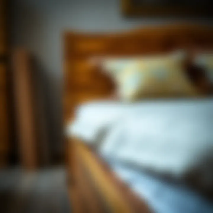 Close-up of solid wood bed craftsmanship highlighting details