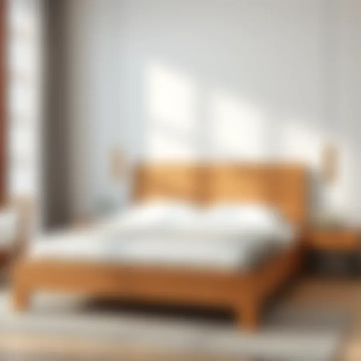 Elegant solid wood bed frame showcasing natural grain