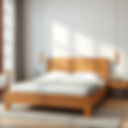 Elegant Solid Wood Bed Frame Elegant solid wood bed frame showcasing natural grain