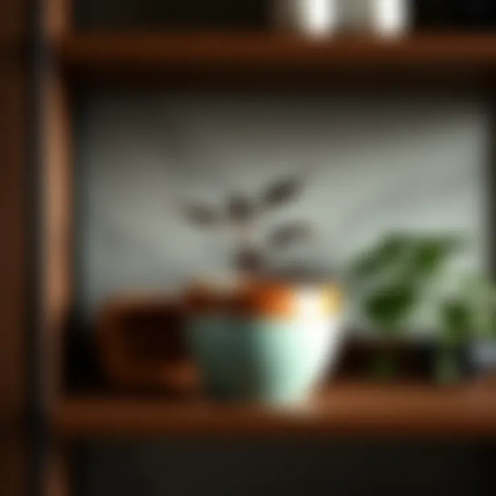 Elegant Medium Pot in Home Decor An elegant medium pot placed on a stylish shelf as part of home decor