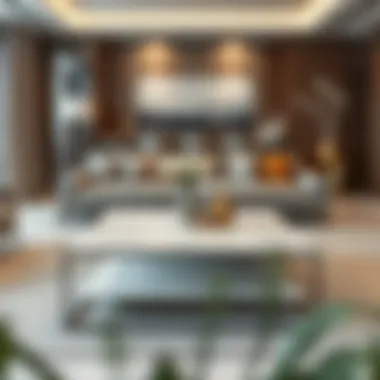 Modern Elegance: Square Marble Coffee Table Elegant square marble coffee table in a modern living room setting