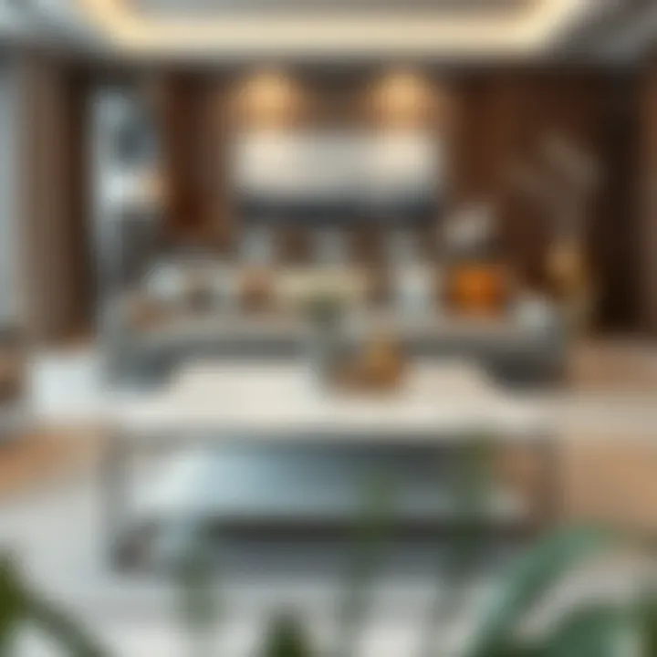 Modern Elegance: Square Marble Coffee Table Elegant square marble coffee table in a modern living room setting