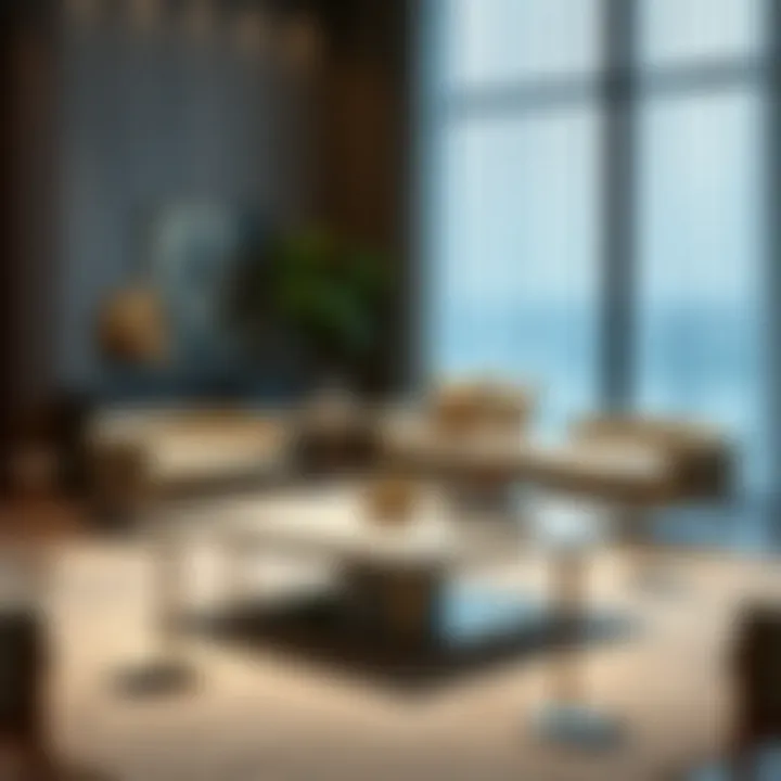 Sophistication in Design: Marble Table in Decor Sophisticated decor featuring a square marble coffee table