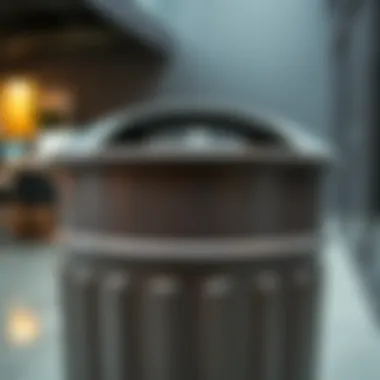 Close-up of durable metal material used for office waste bins