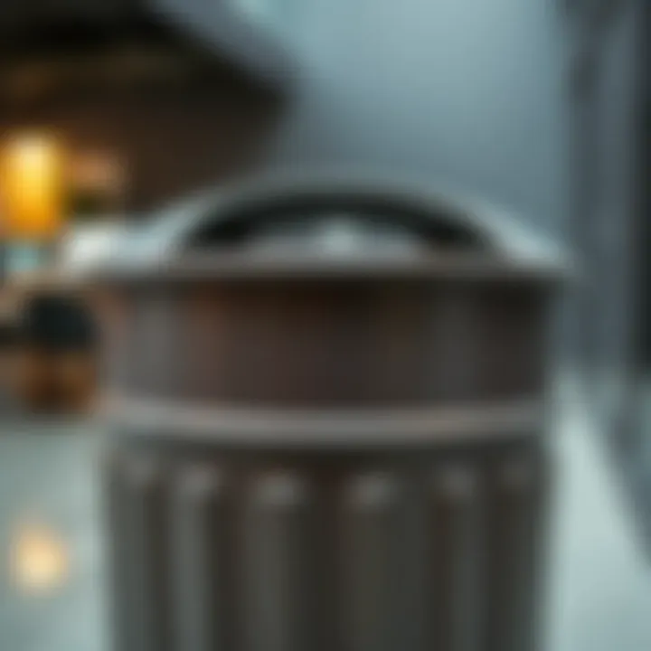 Close-up of durable metal material used for office waste bins