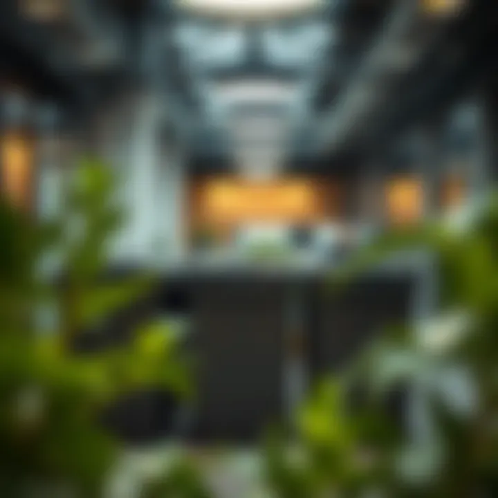 Sustainable practices illustrated with metal waste bins in an office