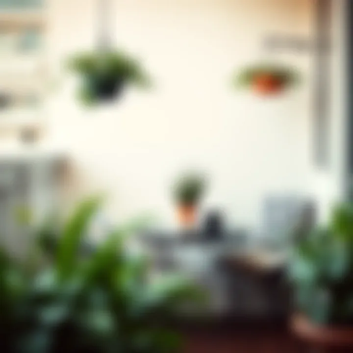 Elegant small balcony table setup with plants and decor