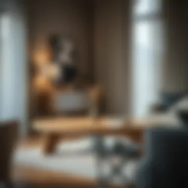 Minimalist oak coffee table enhancing a cozy ambiance