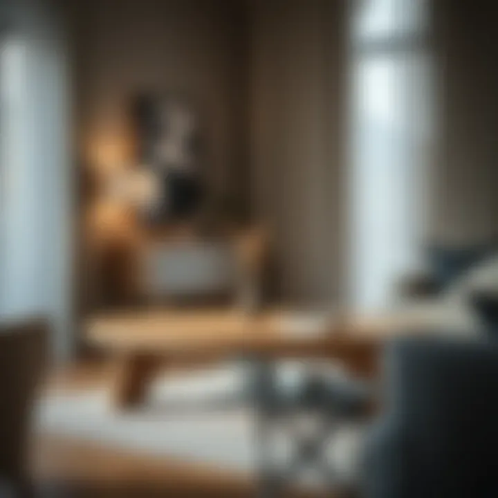 Minimalist oak coffee table enhancing a cozy ambiance