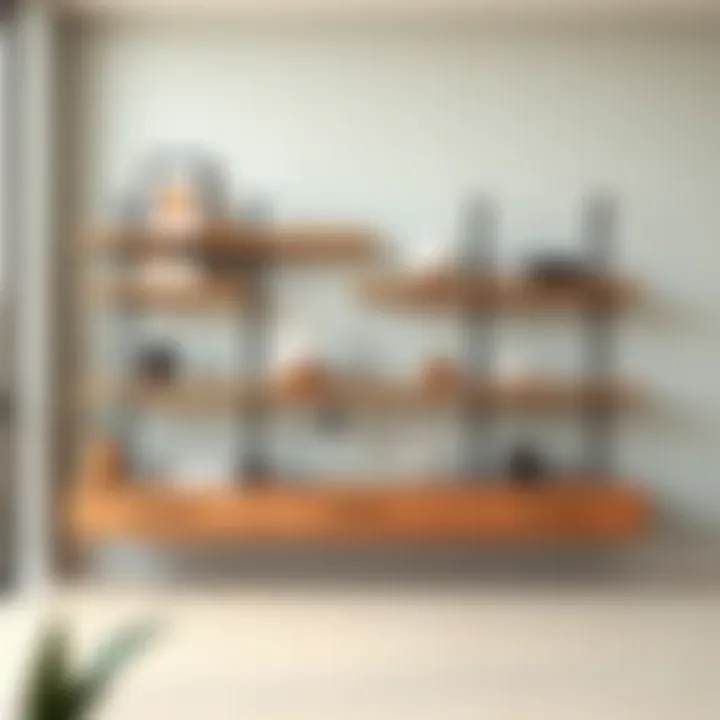 Minimalist wall shelf system with decorative items