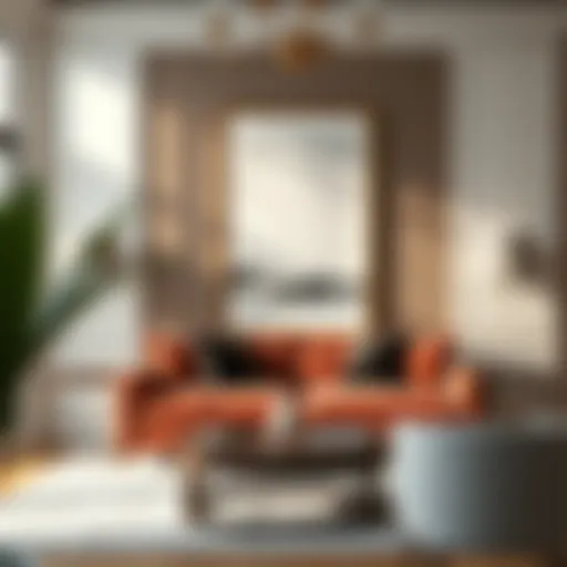 Elegant mirror-framed artwork in a modern living room