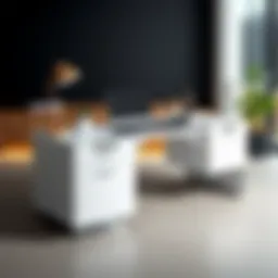 Modern desk with a sleek design and hidden compartments