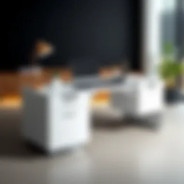 Modern desk with a sleek design and hidden compartments