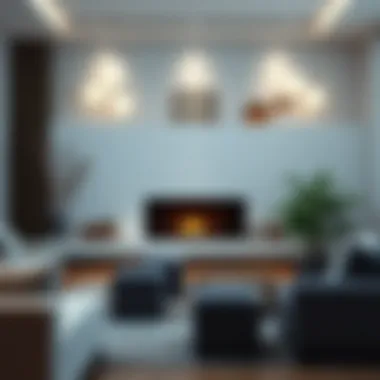Aesthetic arrangement of a modern fireplace in a living room