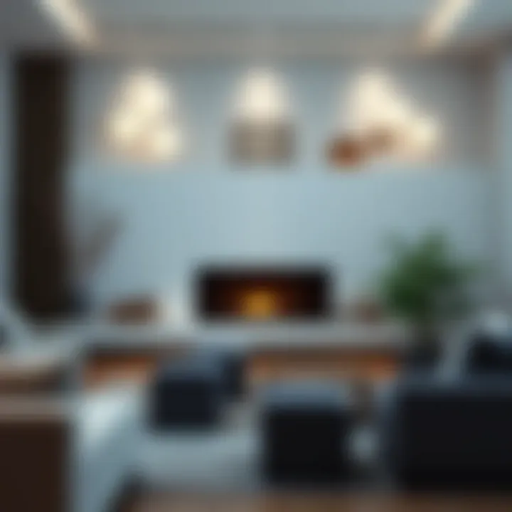 Aesthetic arrangement of a modern fireplace in a living room