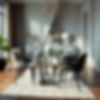 Modern glass dining table with stylish chairs