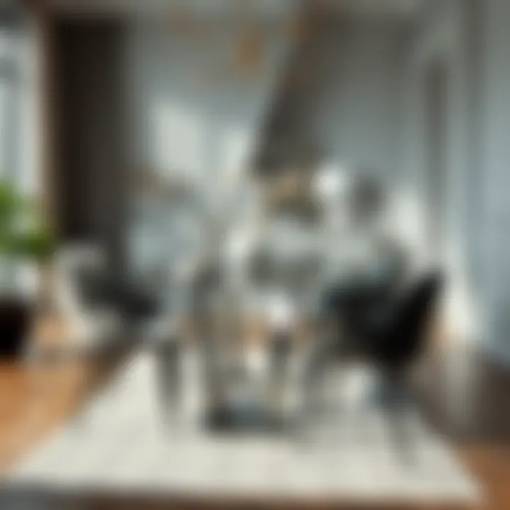 Modern glass dining table with stylish chairs