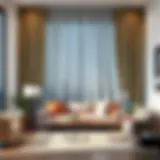 Elegant modern folded curtain design in a bright living room
