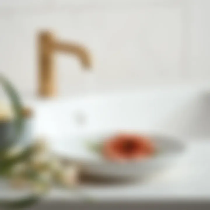 Modern soap dish with a floral motif in a minimalist setting