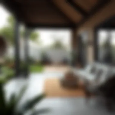 Modern patio design with tiles